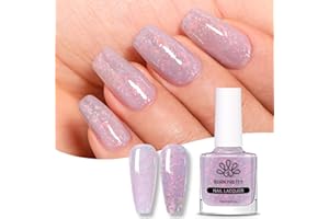 Born Pretty Smalto olografico con paillettes glitter, Smalto glitterato trasparente colorato per nail art, lavanda 10ml
