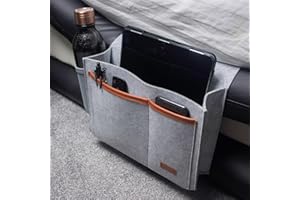 InGenious Felt Caddy Organiser - Large Capacity Bedside Storage Pocket, 3 Pocket Holder Store Remote Control, Book, Glasses, Pens, Drink Bottle Holder