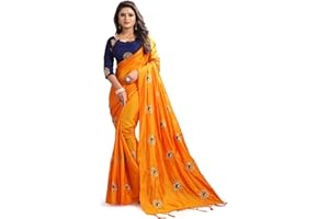BishtHub Fashion Damen Seide Indische Party Wear Saree mit ungenähter Bluse Stück