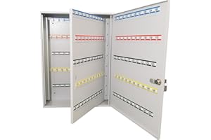 ‎LEOMAR LEOMAR Schlüsselschrank, Schlüsselkasten mit 200 Haken, Schlüsselbox aus Stahlblech, mit Festen Hakenleisten, Organizer zur Wandbefestigung, Abschließbar, mit Montagematerial, 12 x 39 x 52 cm