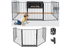 EINFEBEN Rejilla protectora para chimenea, 304 x 76 cm, protección infantil, 5 unidades, para niños, protección animal, rejilla protectora para horno, color negro