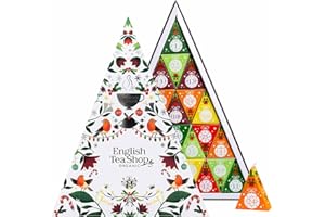 ENGLISH TEA SHOP Grehge ea Calendrier de l'Avent 2023 « Mosaic White », calendrier de Noël avec 25 sachets pyramidaux de thé, thé aux fruits, tisane, thé de Noël