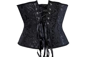Korsett dam – sexig vintage/medeltida overbust i satin med snörning, formande midjetränare, gotisk/piratstil, skenor i plast