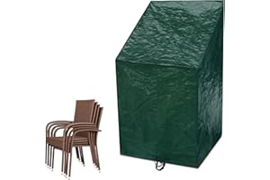 Funshot Gartenstühle Abdeckung Wasserdicht,Schutzhülle für Gartenstühle,Winddicht ,UV-Beständig,Gartenstuhl Abdeckplane für Stapelstühle Hochlehner Reclin Chair Cover (Green-PE, 65x65x80/120cm)