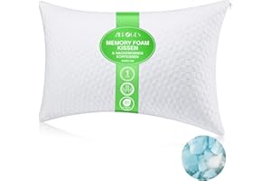 Zibroges Kopfkissen 40x60 cm - Memory Foam Kissen - Nackenkissen Kopfkissen，Mit Reißverschluss und gefüllt mit zerkleinertem Schwamm für komfortable Unterstützung von Kopf und Nacken.