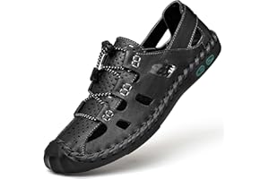 ZHNSHM Sandales Homme Cuir Randonnée Fermées Extérieur chaussures de plage de sport