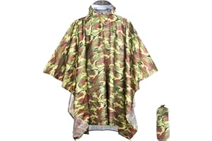 Anyoo Wodoodporny Ponczo, lekki, wielokrotnego użytku, ripstop, wielofunkcyjny wodoodporny oddychający z kapturem, składany pokrowiec ochronny na dole, idealny na zewnątrz, na kemping, turystykę,