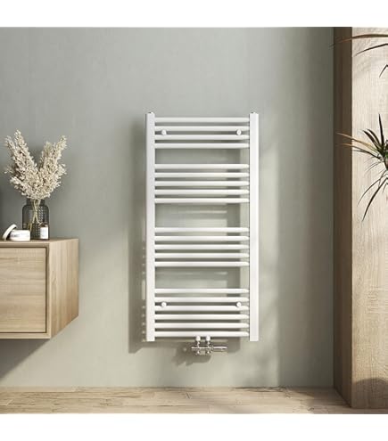 Radiatore Da Bagno Design 500x1600mm Bianco - Scaldasalviette Con Attacco Centrale E Termostato Per Riscaldamento Elegante - Foto 8