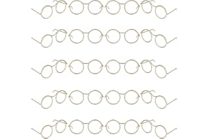 LASUROA 20 Stück Mini-Puppenbrillen, Brillen mit Stahldrahtrand Puppenbrillen Ohne Gläser Kostümzubehör für Spielzeug und Haustiere Dekorationszubehör (Gold)