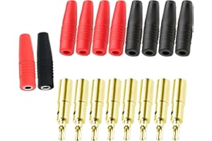 CEMYDEYO 4 mm Vergoldeter Bananenbuchse,10 Stück isoliert Buchse Extender für Blanker Bananenstecker 24A Verbinder,Lautsprecher Verstärkeranschluss Buchse,Rot und Schwarz