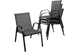 ‎COSTWAY COSTWAY 4er Set Gartenstühle stapelbar, Stapelstühle aus Textilene und Metallgestell, Terrassenstühle mit Armlehnen, 55 x 67 x 83 cm