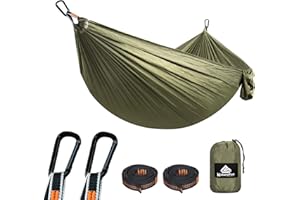 NATUREFUN Hamac Ultra-léger de Voyage Camping | 300 kg Capacité de Charge,(275 x 140 cm) Nylon à Parachute| 2 x Mousquetons de qualités, 2 x Sangles de Nylon| pour Jardin d'interieur/extérieur