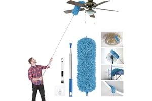 Vicloon Plumero Atrapapolvo Plumero Atrapapolvo Microfibra con 2 en 1 Ranuras Cepillo Limpieza de Polvo Duster Extensible Ajustable Lavable con 245cm Barra Telescópica para Persianas Muebles Coches