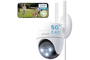 ieGeek 5MP 2.4/5Ghz Security Camera Outdoor, 360° PTZ CCTV Camera Systems,15M Color Night Vision, WiFi Home IP Camera, Human Detection, Siren and Light Alarm, 2-Way Audio, Alexa, Memory/Cloud(Wired)