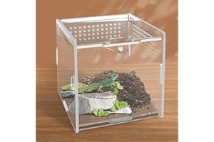 Unvtap Reptile Fütterungsbox, Vivarium, Acryl Terrarium Glas, Faunarium, Insekten Terrarium, Reptilien Fütterungsbox für Eidechsen, Springspinne, Schnecken, Hornfrösche und Käfer(10cm x 10cm x 10cm)