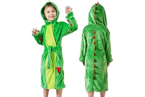 LOLANTA Dziecięcy szlafrok kąpielowy dinozaur z kapturem, polarowy szlafrok ze zwierzętami