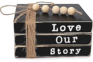 kroucoco Small Size Wood Decorative Book Stacks|Farmhouse Decor Book Stack|Decorative Wooden Books (black)