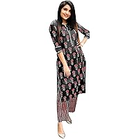 GoSriKi Women's Pure Cotton Flower Print Kurta with Palazzo