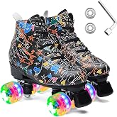ERNAN LED Roller Skates, 4 Wheels Skates, Parallel Skates for Girls/Women, 4 Wheels Men, Top High Classic Roller Skates Adult