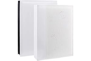Miaikoe Album photo 10 x 15 cm - 300 photos à glisser - Extra grande capacité - Couverture en cuir - Pour mariage et famille - Peut contenir 300 photos horizontales - 10 x 15 cm - Blanc
