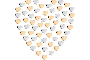 HAOBIN Perline Di Cuore Distanziatore Perline A Cuore Piccolo Fatte A Mano Perline Di Metallo A Forma Di Cuore Artigianato Connettore,Accessori Fori Orizzontali,Artigiana,30 Pezzi Argento,30 Pezzi Oro