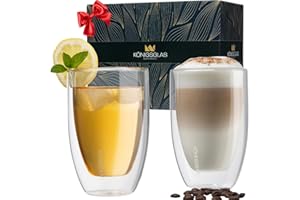 heidenfeld Original Königsglas Latte Macchiato Gläser Set (2x 300 ml) - Cappuccino Tassen - Doppelwandige Gläser aus Borosilikatglas - Teegläser Set - Hochwertige Thermogläser - Cocktailgläser