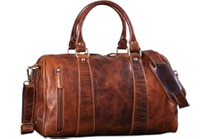 STILORD 'Keanu' Skórzany Weekender Mêska ma³a zabytkowa torba podró¿na do przewozu baga¿u podrêcznego wielko¶ci kabiny pasa¿erskiej z prawdziw± bydlêc± skór±, Kolor:kara - koniak