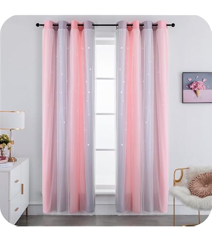 HOSIMA Tende Oscuranti Con Stelle Notturne - 2 Pezzi 140x175 Cm