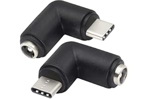 AAOTOKK 90 Degree Type C USB Male to DC 5.5x2.1mm Female Connector DC Barrel Jack Power Adapter 5V Connector for Type C USB Charging Device (2Pack)