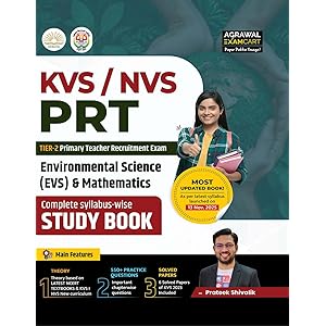 Examcart KVS/NVS PRT Tier-2 EVS & Mathematics Study Book 2026 | Complete Syllabus-wise Theory, 550  Practice Questions, 6 Sol
