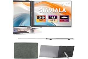 siaviala 2025 Nuovo Monitor Portatile, Aggiornato Ultra-Thin 14" Schermo Portatile, 1080P FHD IPS Portable Monitor, Mini Monitor Leggero per Laptop 13-17.3", Plug & Play per Mac/Android/Chrome