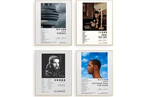 GLRSSN Lot de 4 affiches signées par Drake Limited - Impression sur toile esthétique pour chambre de fille et garçon - Décoration murale sans cadre - 20,3 x 25,4 cm