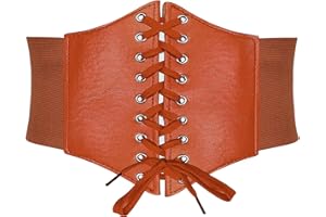 lomdung Cinturón para Mujer, Cinturón de Cuero, Ancho Cinturón EláStico, Cinturón Elástico de Corsé, Diseño de Velcro Cinturon para Vestido, para Vestidos Pantalones Camisas Faldas