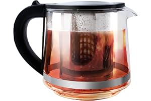 Impolio Glas Teekanne mit Teesieb 800ml Hitzebeständig herausnehmbaren Edelstahl Filter | Kand Aufsatz
