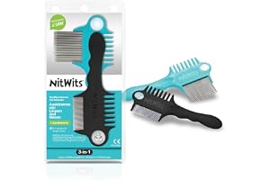 NitWits pojkkam barn & vuxna (2-pack) – 3-i-1 metalllucka och våtkam med hårtrimmer och lupp