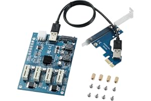 MZHOU PCI-E 1X a 4 Puertos PCI-E 1X Riser Card - Adaptador Convertidor de 3,0 Puertos Tarjeta Multiplicadora para Bitcoin Miner - Tarjeta Adaptadora PCIe Compatible con Sistema Windows/Linux/Mac
