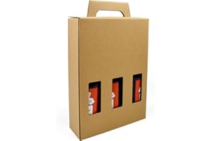 EVG Evergreen Goods 330ml Caja portabotellas de Cerveza 50X - con Capacidad para 3 Botellas o latas - 3 Ventanas de exposición, Soporte de cartón para Cerveza Ale Sidra, Regalos caseros Fiestas Ocasiones