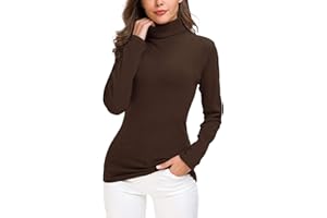 EXCHIC Donna Casuala Solido Manica Lunga Adatto Maglione Dolcevita Elastico Felpa Pullover
