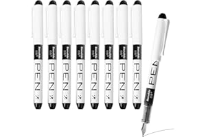 LECHISENOP 9 Pcs Black Disposable Fountain Pens for Writing EF Nib Ink Fine Point Pens Smooth Writing Pens for Sketching Journaling Lettering Text Highlighting Calligraphy Office College School (0.38MM)