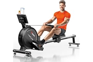 RIKSION Rowing Machine Magnetic Foldable, Fitness Exerciser Indoor Equipment for Home Gym Use, Cardio Training Machine,350LB Capacity with LCD Monitor