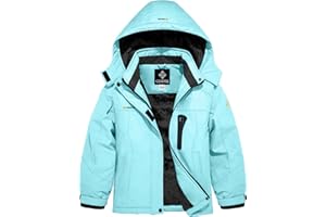 GEMYSE Bambine Giacca da Sci Impermeabile Pile Antivento Giacche Ragazze invernale Cappotto con Cappuccio