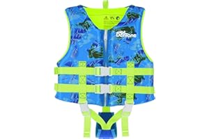 DENLANE Swim Vest for Kids, Toddler Swimming Float Vest, Children Training Buoyancy Aid with Collar Handle Safety Reinforced with Adjustable Safety Strap for Girls Boys - Pink/Blue
