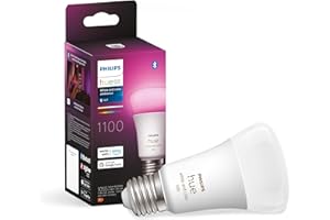 Philips Hue White & Colour Ambiance E27 LED bulb, 1100lm, 16 million colours, dimmable, controllable via app and voice, compatible with Amazon Alexa (Echo, Echo Dot), 1-pack, old generation