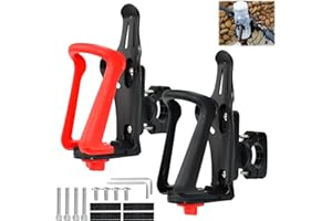 Vurixfo 2 Pcs Bike Water Bottle Cage, Adjustable Bicycle Cup Holder 360 Degrees Rotation Cycling Bottle Holder Bicycle Drink Cage with Screw Tool for Handlebar & Frame, Fits 2-2.9" Diameter Bottle