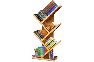 SBF Furniture Engineered Wooden Book Rack,Space Saver Book Shelf for Home Living Room and Office Table Top Free Standing Organizer,Laminated Finish Modern Book Shelve (5TIER_Yellow)
