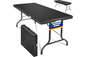 KESSER® Stół bufetowy, składany bufet z tworzywa sztucznego, 183 x 76 cm, kempingowy, imprezowy, składany ogrodowy do ogrodu, na taras i balkon, 6 osób, w zestawie uchwyt do noszenia