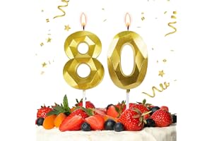 URAQT 80:E Födelsedagen Ljus, 2 Artiklar Guld Nummer 80 Grattis På Födelsedagen Ljus, Nummerljus Kvinnor Män Tårtdekoration D