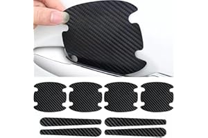 DIVONO Set di 8 pellicole protettive in fibra di carbonio per maniglie e maniglie dell'auto, per maniglie dell'auto, per maniglie delle porte dell'auto, colore nero