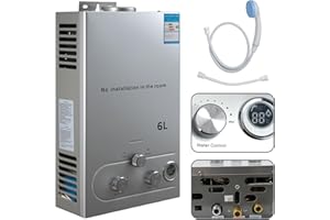 TTXSDYD Chauffe-Eau à Gaz GPL, Chauffe Eau Instantané Gaz, Modes Hiver Et éTé, Protection Contre La Surchauffe, Avec Pomme De Douche Et Plomberie, Pour La Maison, ExtéRieur, Camping Car (6L 12kw)