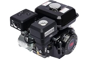 DIFU Motor de gasolina de pie, 7.5 HP 4 tiempos OHV, motor de gasolina 5,1 kW, 3600 rpm, con alarma de aceite (blanco rojo) (negro)